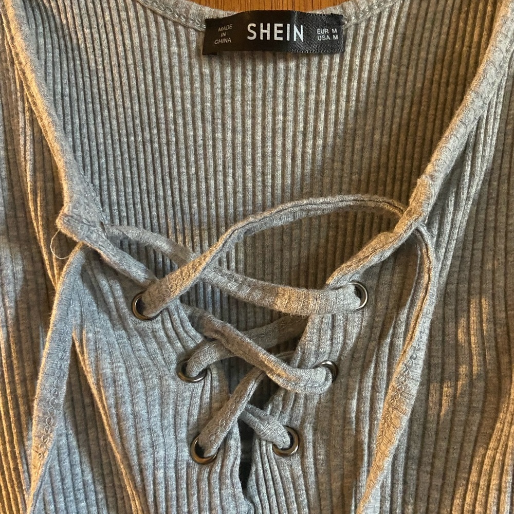 Grey ribbed bodysuit